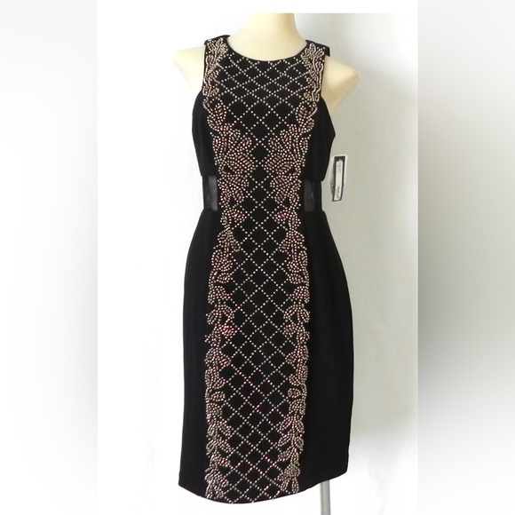 XSCAPE Womens Beaded Bodycon Formal Dress, Black, Size 4 - Picture 1 of 17